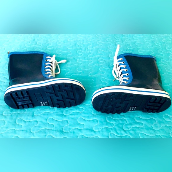 Kids Blue Rain‎ Boots Size Toddler Youth Lace Up Waterproof Outdoor - Picture 4 of 6